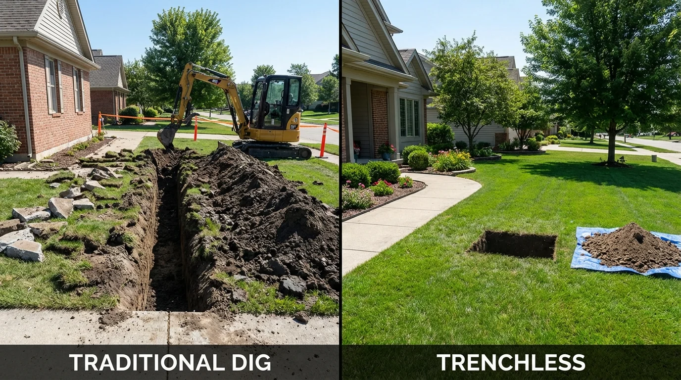 Trenchless sewer repair with minimal yard damage versus traditional excavation in San Francisco, CA